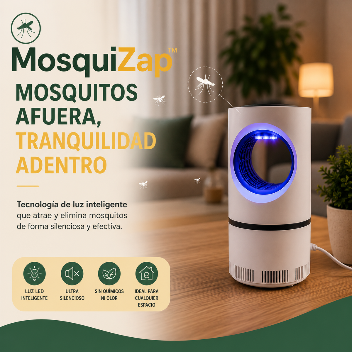 MOSQUI ZAP™ -  Lampara LED anti mosquitos