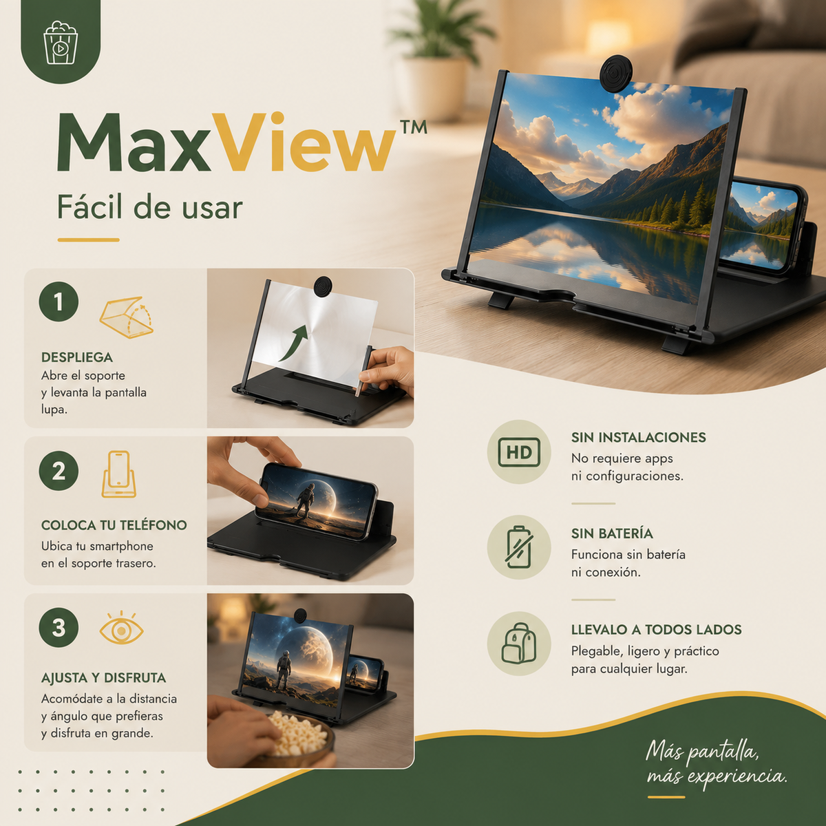 MAX VIEW™ - Cine Portátil para Smartphone