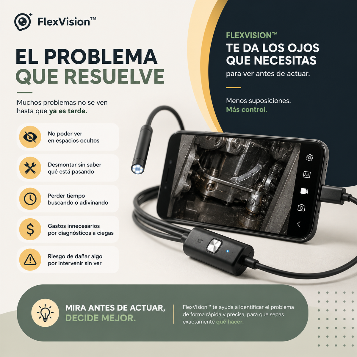 FLEX VISION™ - Cámara Endoscopio Digital para Smartphone