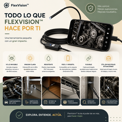 FLEX VISION™ - Cámara Endoscopio Digital para Smartphone