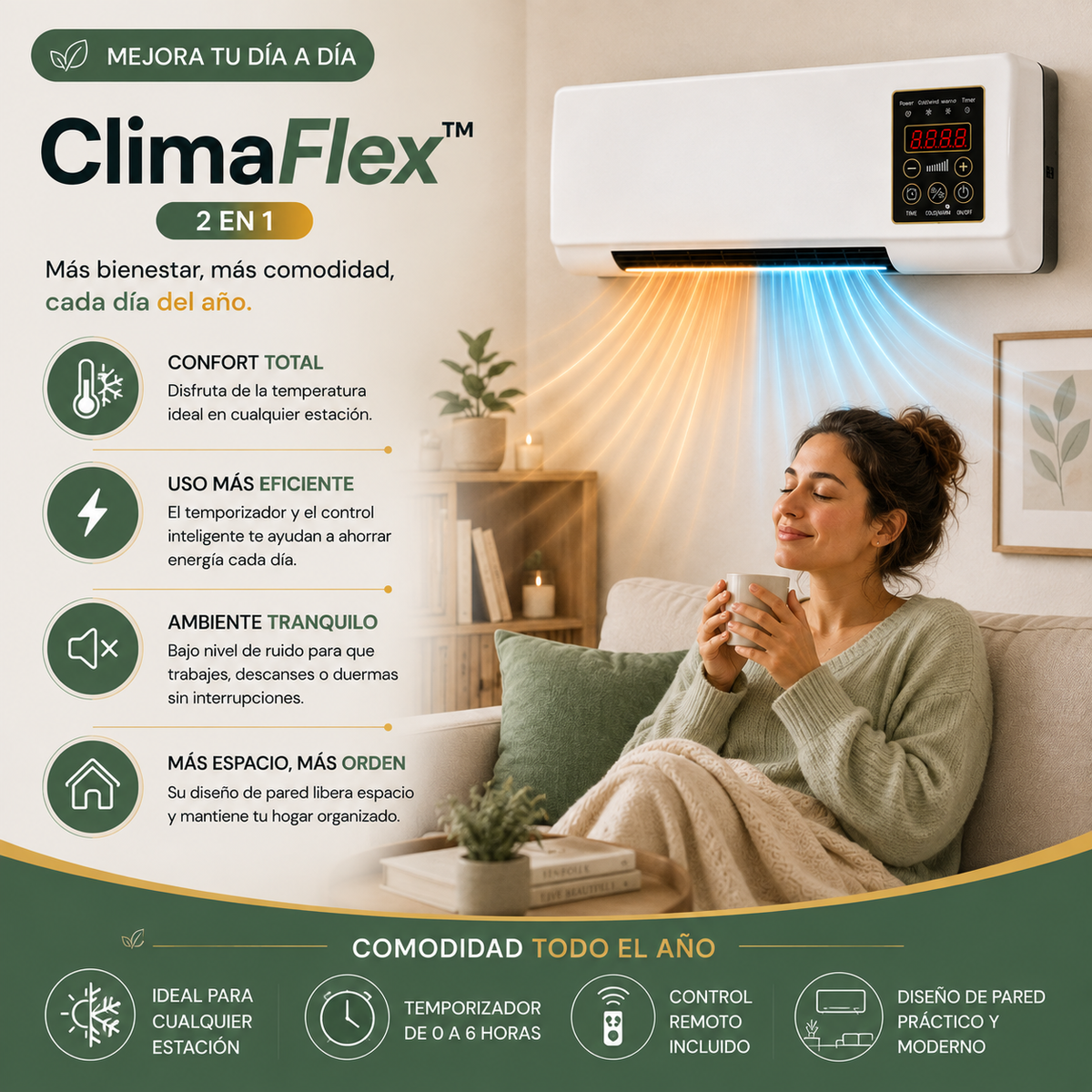 CLIMA FLEX™ -  Calefactor y ventilador eléctrico